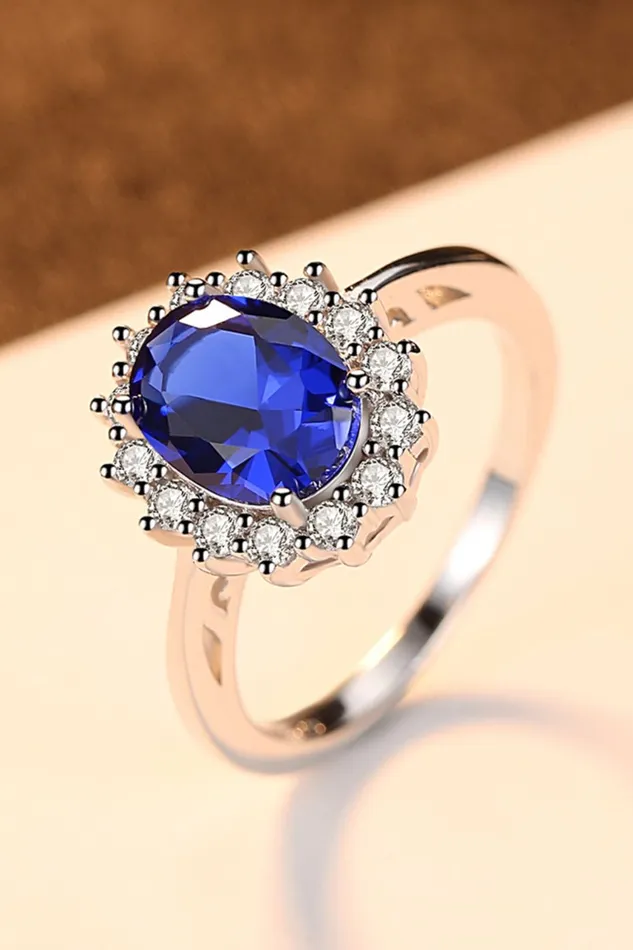 Rings Trendsi Synthetic Sapphire 925 Sterling Silver Ring