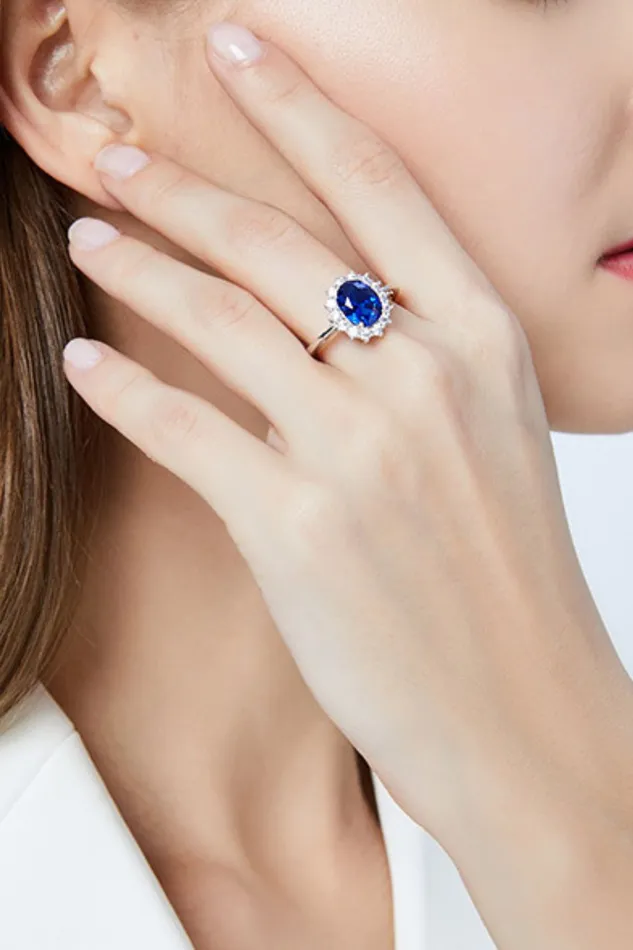 Rings Trendsi Synthetic Sapphire 925 Sterling Silver Ring