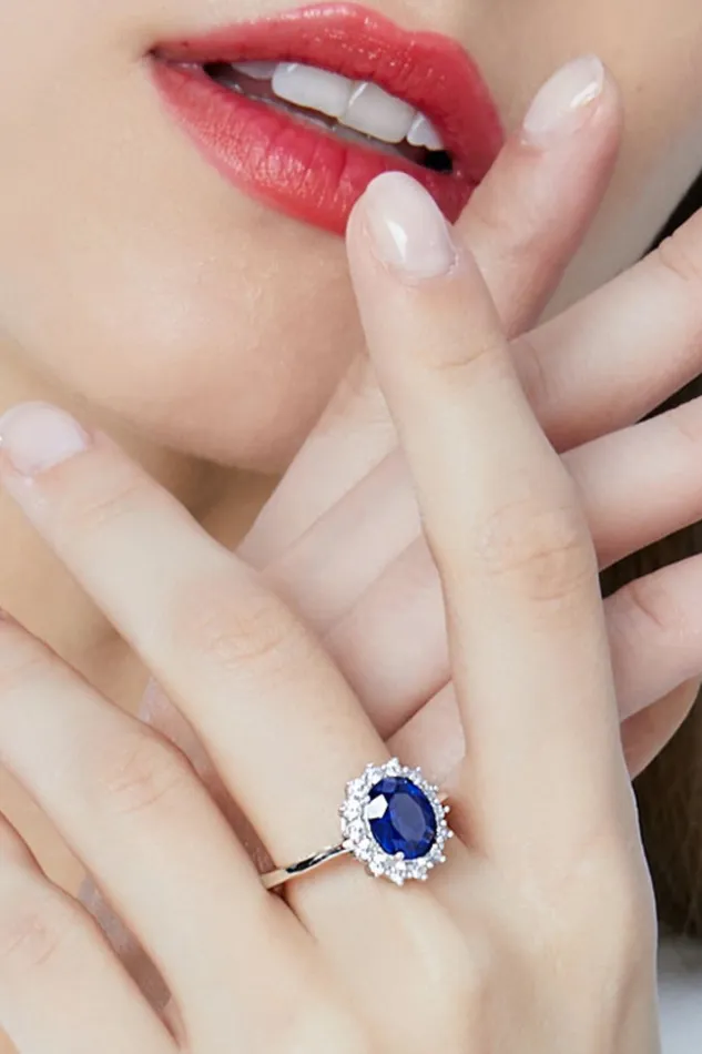 Rings Trendsi Synthetic Sapphire 925 Sterling Silver Ring