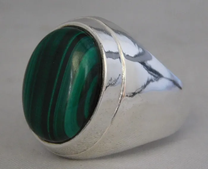 Rings Vintage Watch Outlet Natural Malachite Gemstone 925 Sterling Silver Heavy Mens RingSize 1025