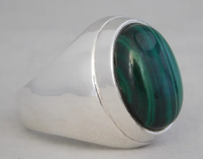 Rings Vintage Watch Outlet Natural Malachite Gemstone 925 Sterling Silver Heavy Mens RingSize 1025