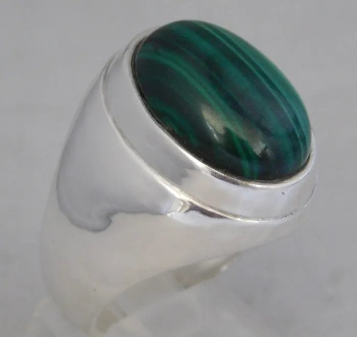 Rings Vintage Watch Outlet Natural Malachite Gemstone 925 Sterling Silver Heavy Mens RingSize 1025