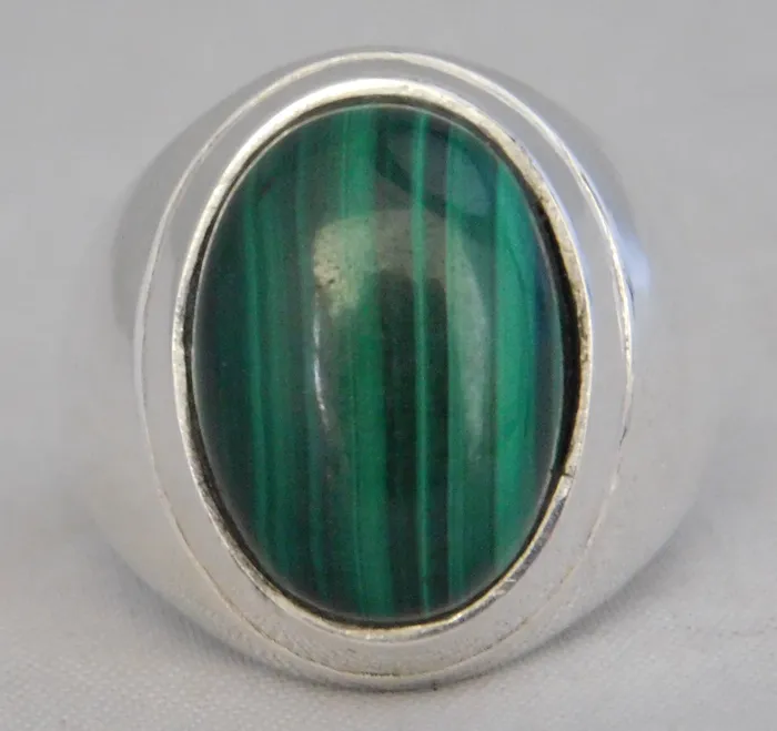 Rings Vintage Watch Outlet Natural Malachite Gemstone 925 Sterling Silver Heavy Mens RingSize 1025