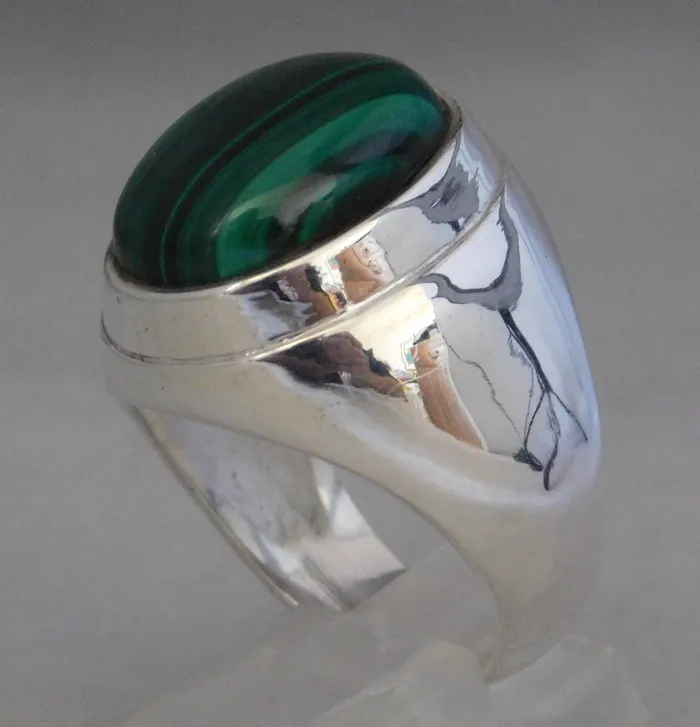 Rings Vintage Watch Outlet Natural Malachite Gemstone 925 Sterling Silver Heavy Mens RingSize 1025