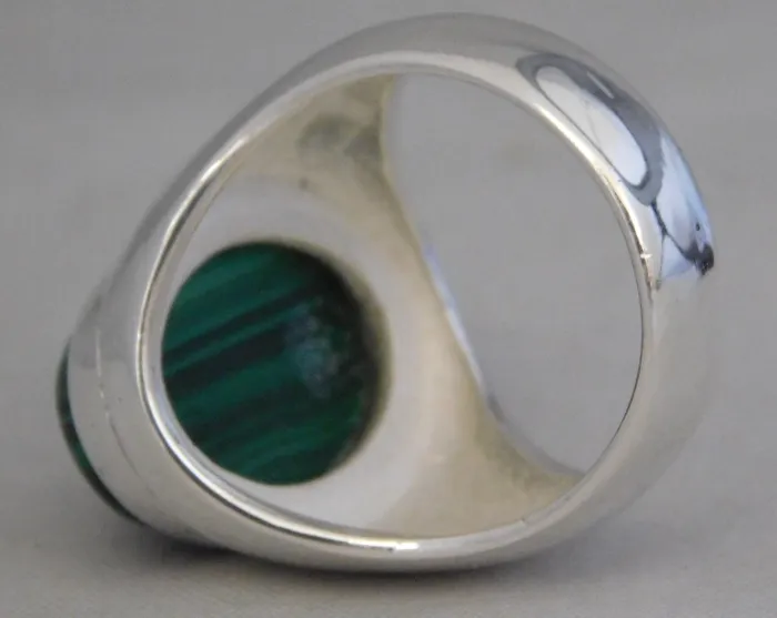 Rings Vintage Watch Outlet Natural Malachite Gemstone 925 Sterling Silver Heavy Mens RingSize 1025