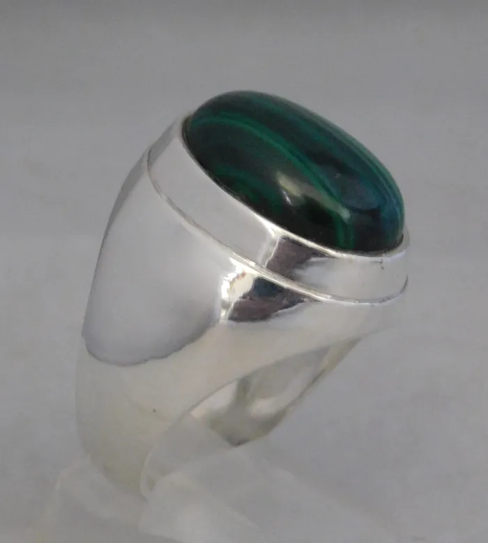 Rings Vintage Watch Outlet Natural Malachite Gemstone 925 Sterling Silver Heavy Mens RingSize 1025