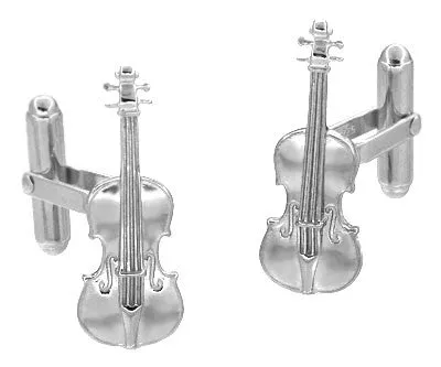 Rings Violin Cufflinks in Sterling Silver Antique Jewelry Mall
