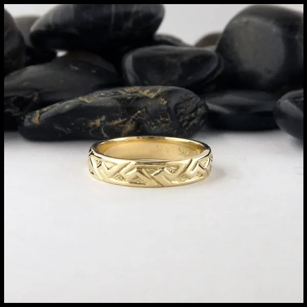 Rings Walker Metalsmiths Narrow Pictish Key Pattern Ring in Gold