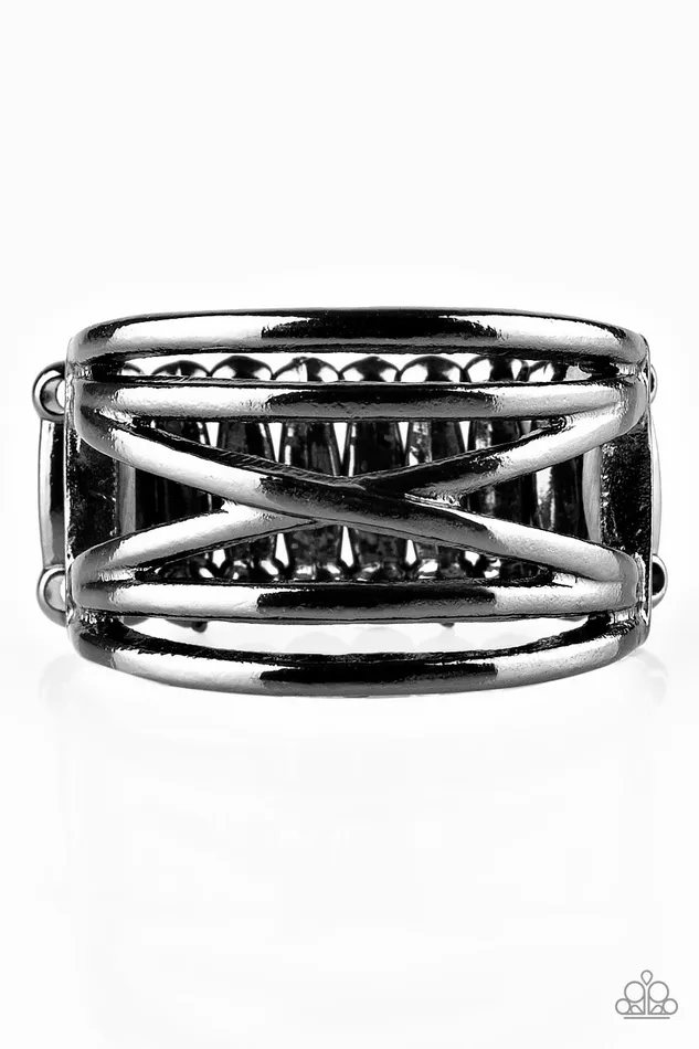 Rings Way Wayward Black Gunmetal Ring Paparazzi Paparazzi Accessories