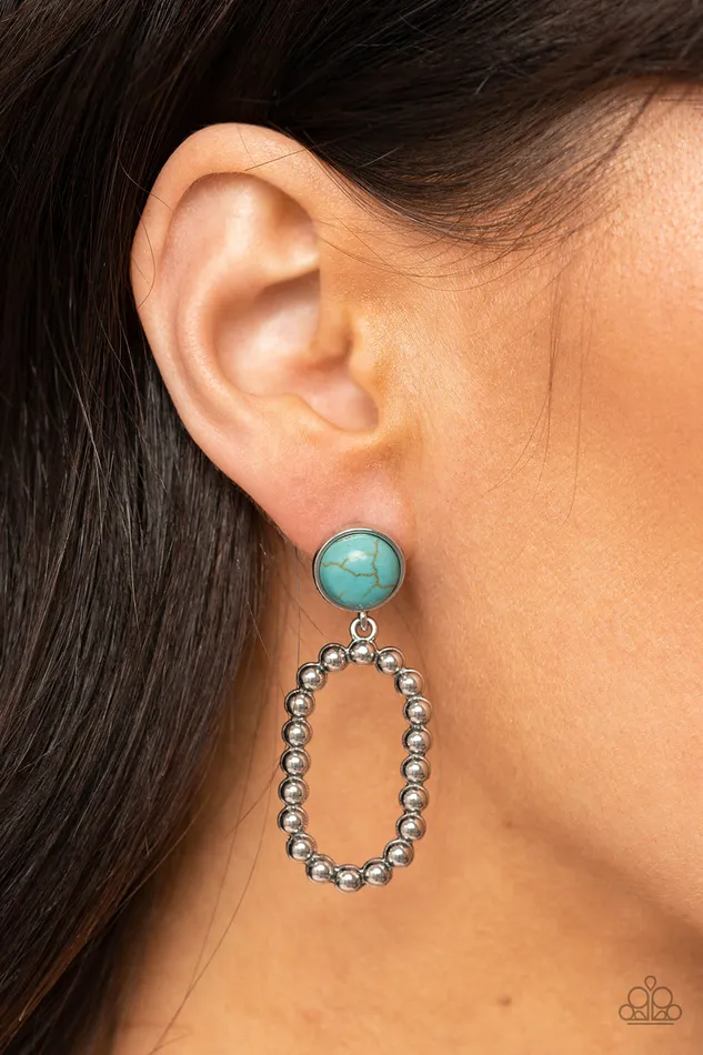 Riverbed Refuge Blue Turquoise Silver Post Earrings Paparazzi Paparazzi Accessories Earrings