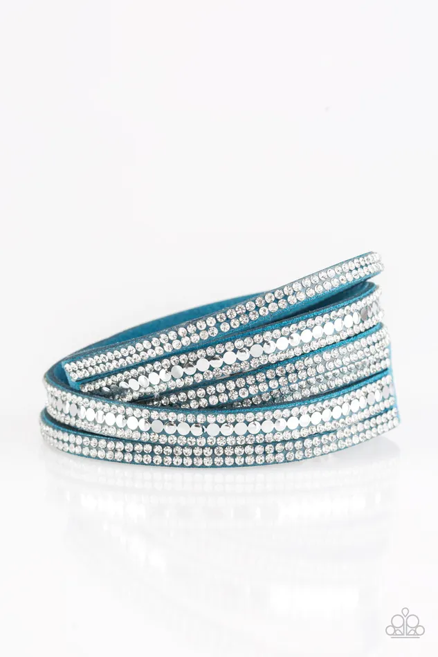 Rock Star Attitude Blue Suede Silver Rhinestone Double Wrap Bracelet Paparazzi Paparazzi Accessories Bracelets Rock Star Attitude Blue Suede Silver Rhinestone Double Wrap Bracelet Paparazzi Paparazzi Accessories Bracelets