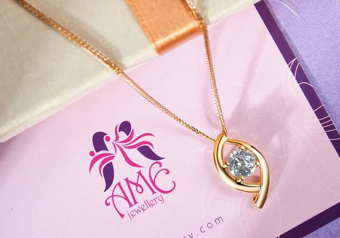 Round Blue Zircon Pendant Necklace in 14K Yellow Gold AME Jewellery Necklaces Round Blue Zircon Pendant Necklace in 14K Yellow Gold AME Jewellery Necklaces