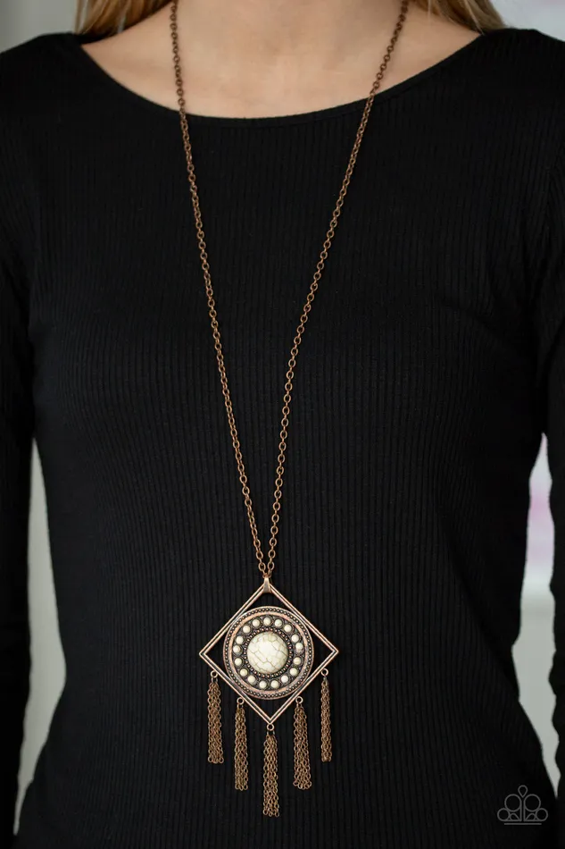 Sandstone Solstice Paparazzi Copper Tribal Frame White Cracked Stone Pendant Necklace Paparazzi Accessories Necklaces Sandstone Solstice Paparazzi Copper Tribal Frame White Cracked Stone Pendant Necklace Paparazzi Accessories Necklaces