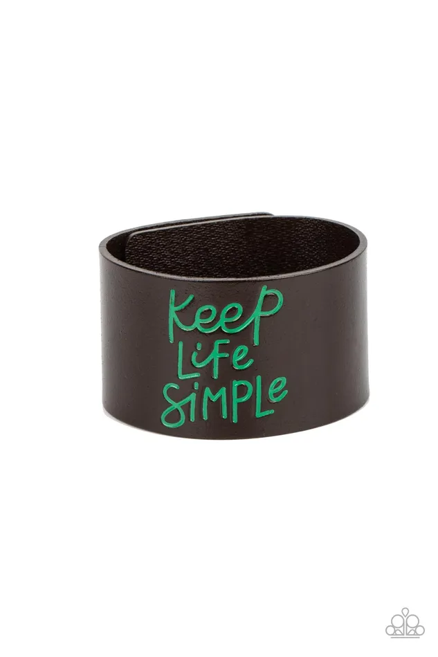 Simply Stunning Green Keep Life Simple Brown Leather Wrap Bracelet Paparazzi Paparazzi Accessories Bracelets