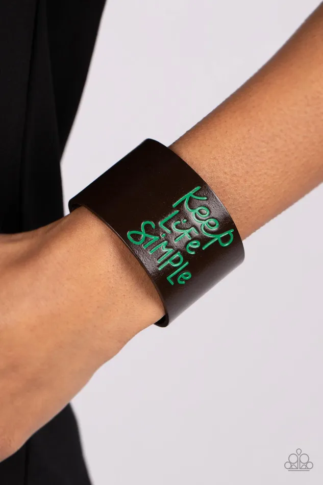 Simply Stunning Green Keep Life Simple Brown Leather Wrap Bracelet Paparazzi Paparazzi Accessories Bracelets