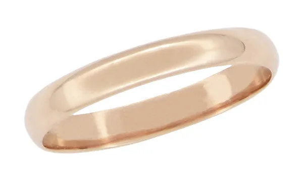 Size 8 3mm Half Round Vintage 14K Rose Gold Wedding Ring Antique Jewelry Mall Rings