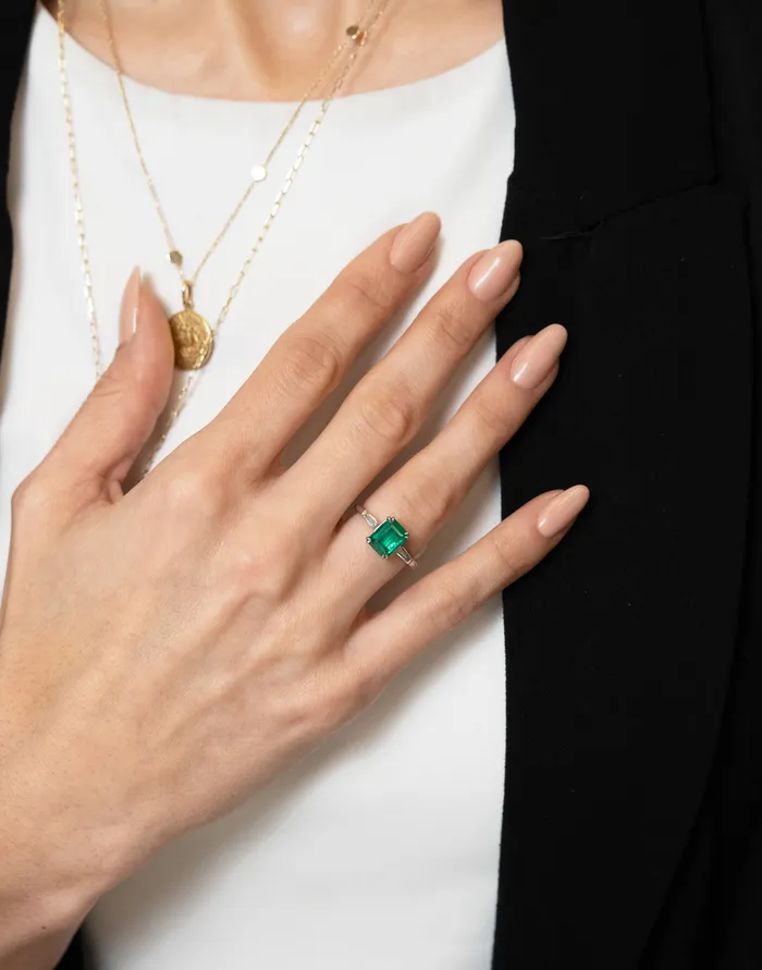 Skeies Jewelers Three Stone Emerald Engagement Ring Rings