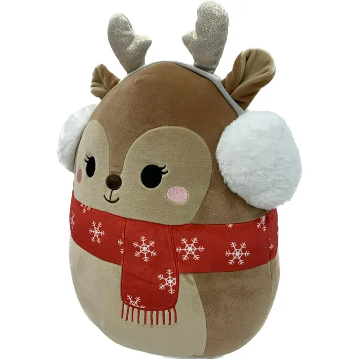 Squishmallows Darla the Reindeer Wearing Red Scarf Ear Muffs 12 2023 Christmas Edition Stuffed Plush walkoffamesports Earrings