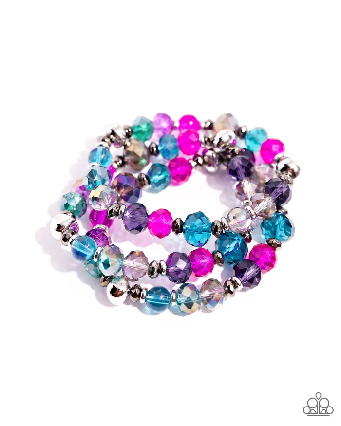 Stack of GLASS Multi Color Oil Spill Bead Silver Stretchy Bracelet Set Paparazzi Paparazzi Accessories Bracelets Stack of GLASS Multi Color Oil Spill Bead Silver Stretchy Bracelet Set Paparazzi Paparazzi Accessories Bracelets