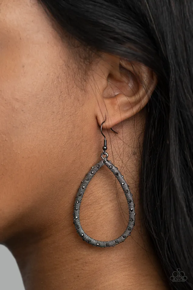Standout Sparkle Black Hematite Teardrop Earrings Paparazzi Paparazzi Accessories Earrings
