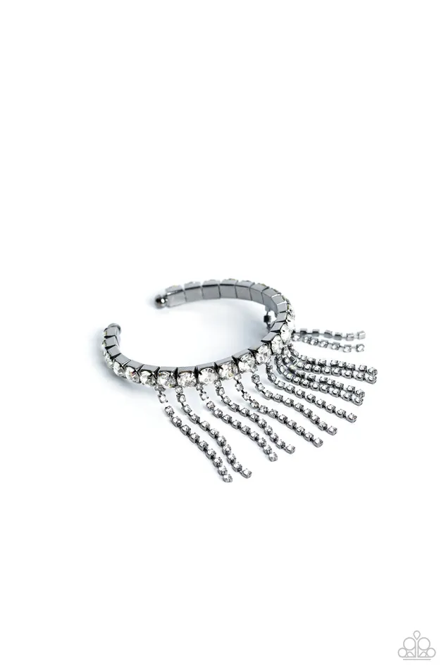 Stardust Shower Black Gunmetal White Rhinestone Fringe Flexi Cuff Bracelet Paparazzi Paparazzi Accessories Bracelets Stardust Shower Black Gunmetal White Rhinestone Fringe Flexi Cuff Bracelet Paparazzi Paparazzi Accessories Bracelets