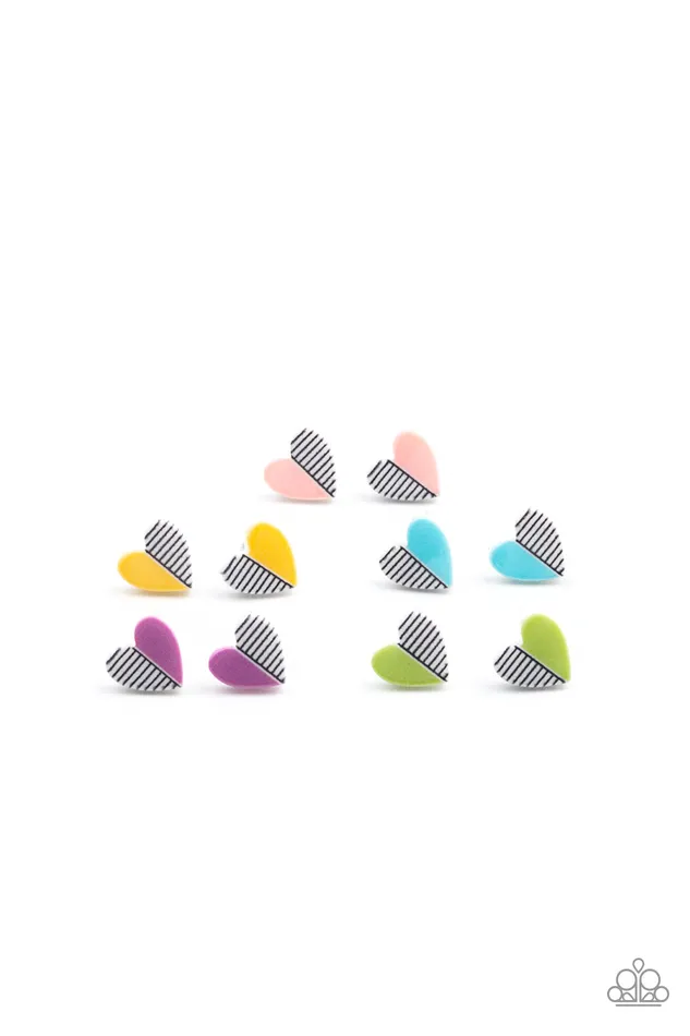 Starlet Shimmer Striped Colorful Heart Post Earrings Paparazzi Accessories Earrings Starlet Shimmer Striped Colorful Heart Post Earrings Paparazzi Accessories Earrings
