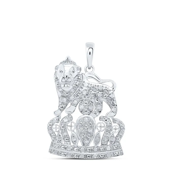 Sterling Silver 14Ctw Dia P4 Crown Mens Lion Charm 334 grams GND Rings