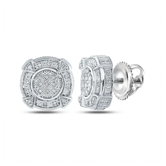 Sterling Silver Disk Circle Earrings 16 Cttw Round Natural Diamond Mens 393 grams GND Earrings Sterling Silver Disk Circle Earrings 16 Cttw Round Natural Diamond Mens 393 grams GND Earrings