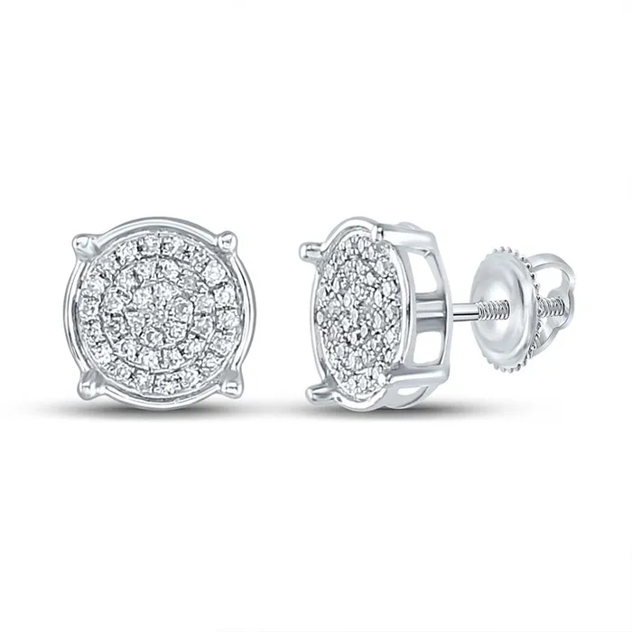 Sterling Silver Disk Circle Earrings 18 Cttw Round Natural Diamond Mens 095 grams GND Earrings