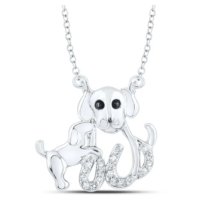 Sterling Silver Dog Pup Fashion Necklace 112 Cttw Round Natural Diamond Womens 37 grams GND Necklaces Sterling Silver Dog Pup Fashion Necklace 112 Cttw Round Natural Diamond Womens 37 grams GND Necklaces