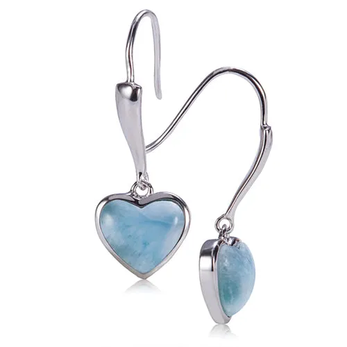 Sterling Silver Heart Shape With Larimar Inlay Hook Earring Nakoa Jeweler Earrings Sterling Silver Heart Shape With Larimar Inlay Hook Earring Nakoa Jeweler Earrings