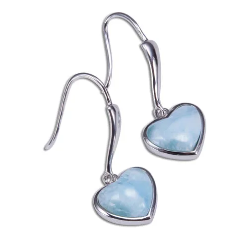 Sterling Silver Heart Shape With Larimar Inlay Hook Earring Nakoa Jeweler Earrings Sterling Silver Heart Shape With Larimar Inlay Hook Earring Nakoa Jeweler Earrings
