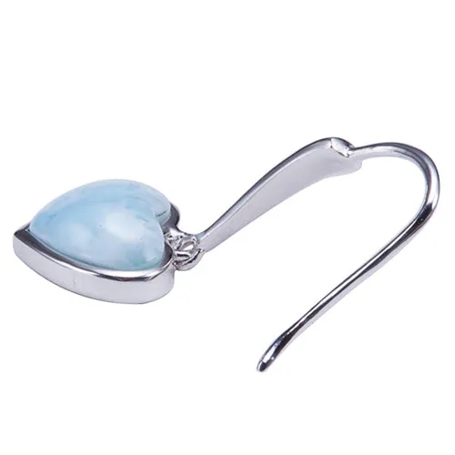 Sterling Silver Heart Shape With Larimar Inlay Hook Earring Nakoa Jeweler Earrings Sterling Silver Heart Shape With Larimar Inlay Hook Earring Nakoa Jeweler Earrings