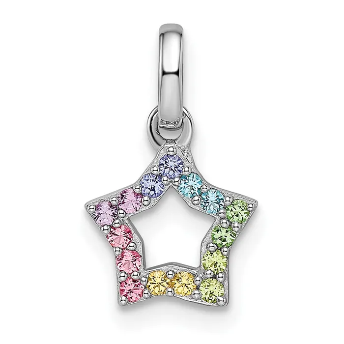 Sterling Silver Rhodiumplated Rainbow Nano Crystal Star Pendant 039 grams Qgold Necklaces Sterling Silver Rhodiumplated Rainbow Nano Crystal Star Pendant 039 grams Qgold Necklaces