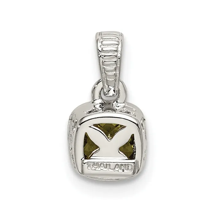 Sterling Silver Rhodiumplated w14k Accent Peridot Pendant 076 grams Qgold Necklaces Sterling Silver Rhodiumplated w14k Accent Peridot Pendant 076 grams Qgold Necklaces