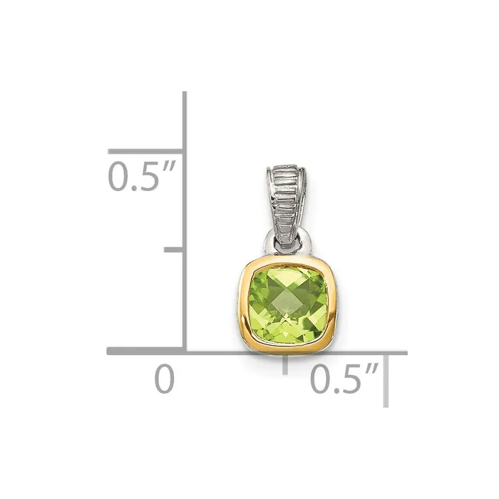 Sterling Silver Rhodiumplated w14k Accent Peridot Pendant 076 grams Qgold Necklaces Sterling Silver Rhodiumplated w14k Accent Peridot Pendant 076 grams Qgold Necklaces