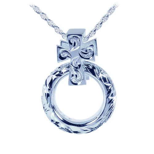Sterling Silver Scroll CrossRound Circle Pendant Chain Sold Separately Nakoa Necklaces