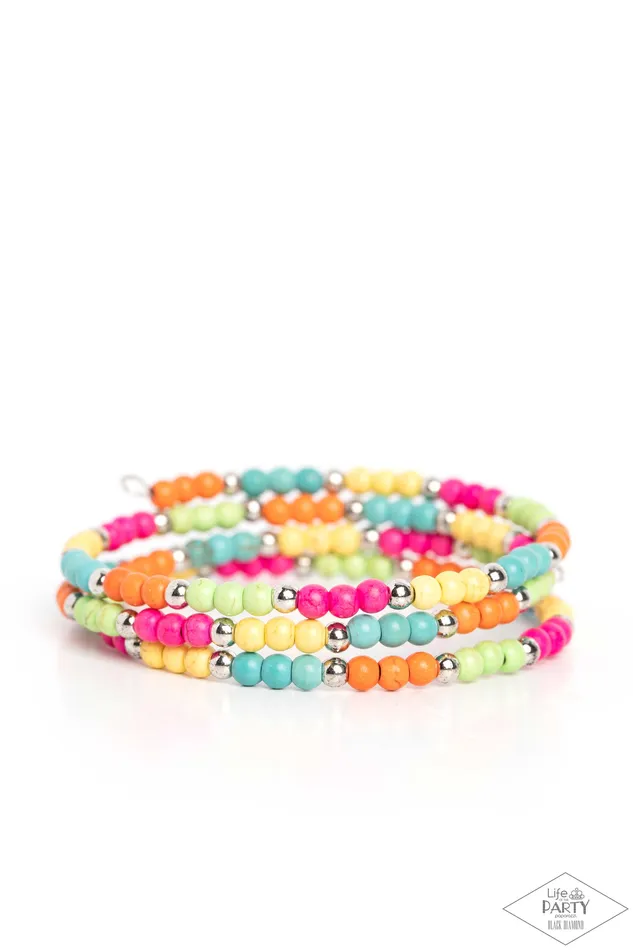 Stone Paradise Multi Colored Stone Bead Silver Accent Coil Bracelet Paparazzi Paparazzi Accessories Bracelets Stone Paradise Multi Colored Stone Bead Silver Accent Coil Bracelet Paparazzi Paparazzi Accessories Bracelets