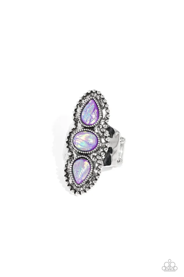 Strut Your STUDS Purple Iridescent Bead Silver Ring Paparazzi Paparazzi Accessories Rings Strut Your STUDS Purple Iridescent Bead Silver Ring Paparazzi Paparazzi Accessories Rings