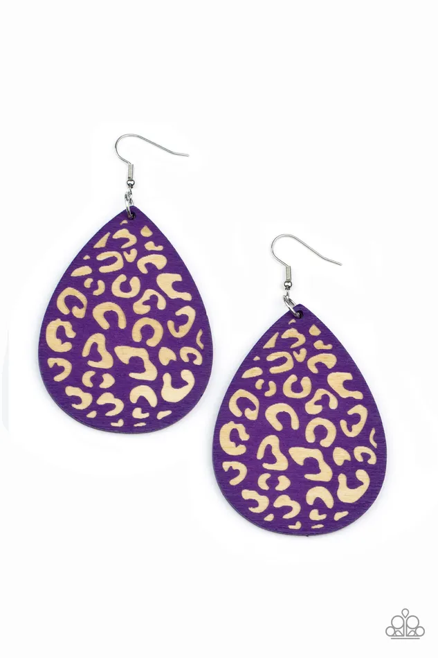 Suburban Jungle Purple Wooden Teardrop Animal Print Earrings Paparazzi Paparazzi Accessories Earrings Suburban Jungle Purple Wooden Teardrop Animal Print Earrings Paparazzi Paparazzi Accessories Earrings