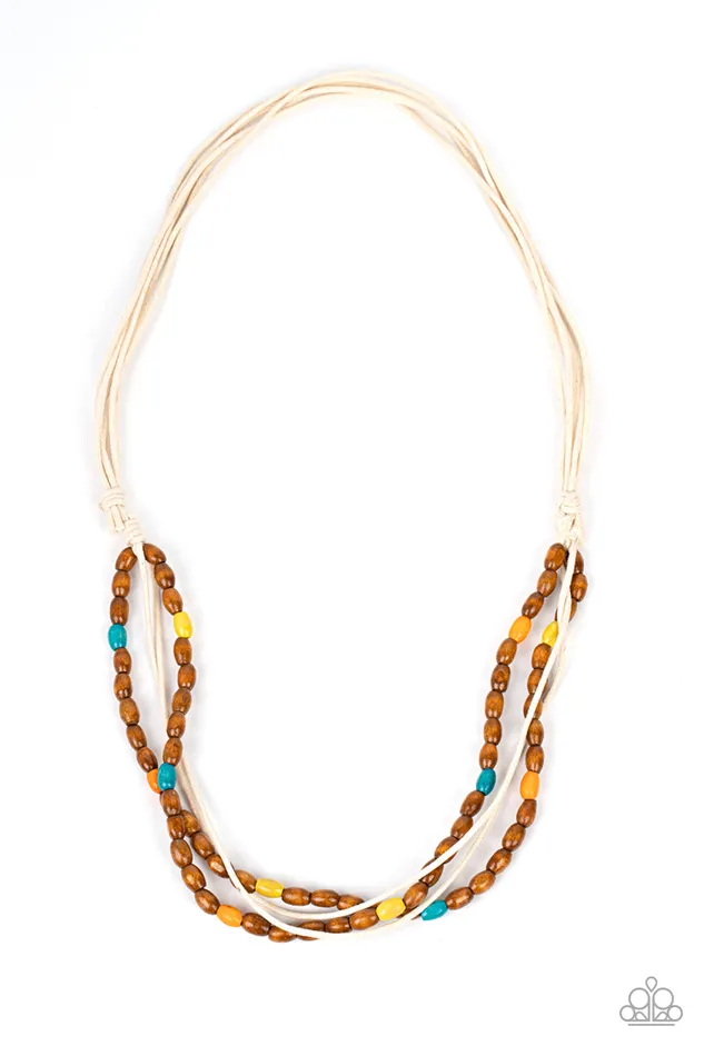 Summer Odyssey Multi Blue Yellow Brown Wooden Bead Cord Necklace Paparazzi Paparazzi Accessories Necklaces Summer Odyssey Multi Blue Yellow Brown Wooden Bead Cord Necklace Paparazzi Paparazzi Accessories Necklaces