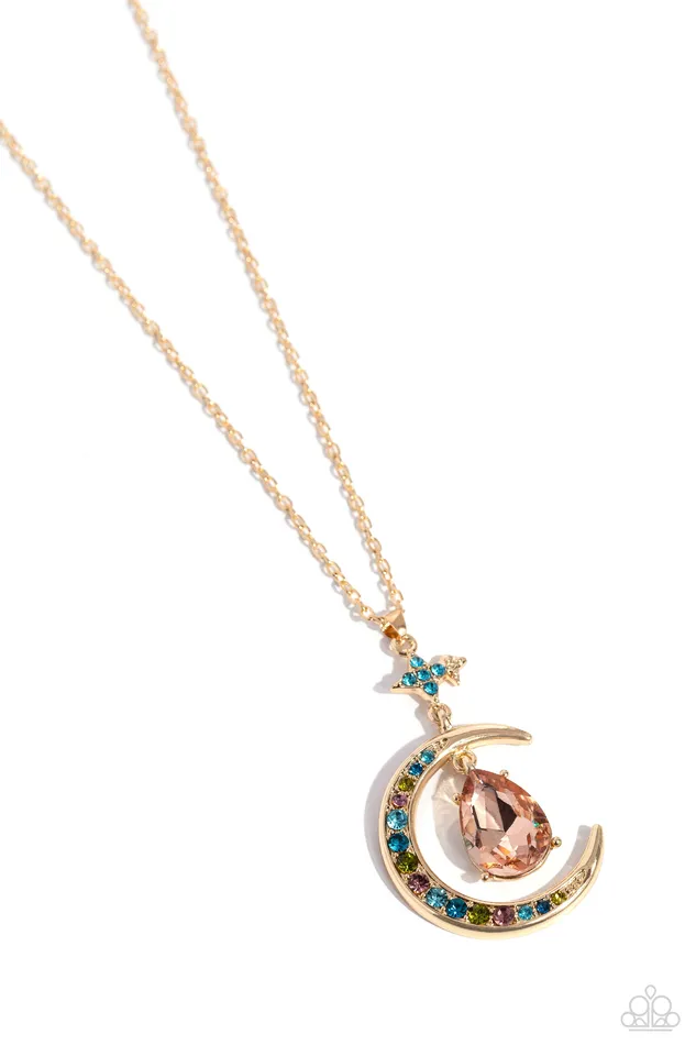 Talking to the Moon Multi Color Rhinestone Peach Gem Short Necklace Paparazzi Paparazzi Accessories Necklaces Talking to the Moon Multi Color Rhinestone Peach Gem Short Necklace Paparazzi Paparazzi Accessories Necklaces