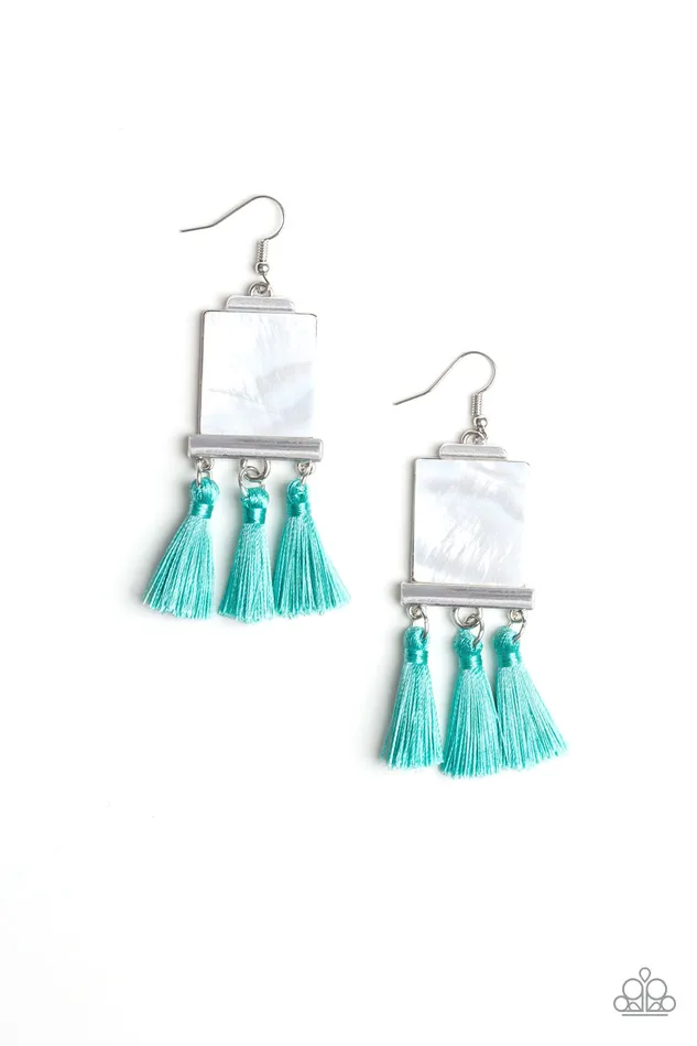 Tassel Retreat Paparazzi Blue Three Tassel Rectangular ShellLike Silver Frame Earrings Paparazzi Accessories Earrings Tassel Retreat Paparazzi Blue Three Tassel Rectangular ShellLike Silver Frame Earrings Paparazzi Accessories Earrings