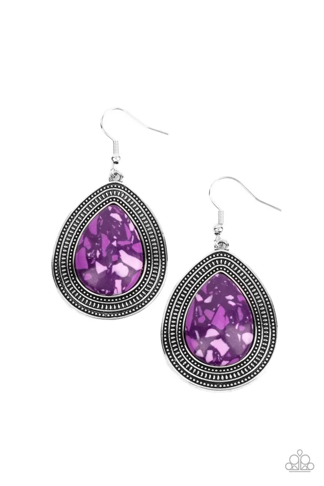 Terrazzo Tundra Purple Stone Silver Teardrop Earrings Paparazzi Paparazzi Accessories Earrings Terrazzo Tundra Purple Stone Silver Teardrop Earrings Paparazzi Paparazzi Accessories Earrings