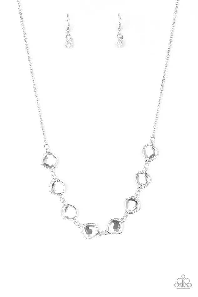 The Imperfectionist White Rhinestone Silver Necklace Paparazzi Paparazzi Accessories Necklaces The Imperfectionist White Rhinestone Silver Necklace Paparazzi Paparazzi Accessories Necklaces