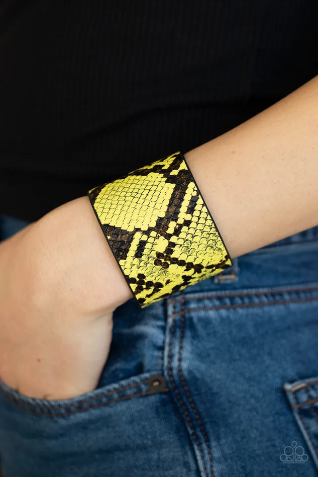 The Rest is HISStory Paparazzi Yellow Python Print Black Leather Wrap Bracelet Paparazzi Accessories Bracelets The Rest is HISStory Paparazzi Yellow Python Print Black Leather Wrap Bracelet Paparazzi Accessories Bracelets