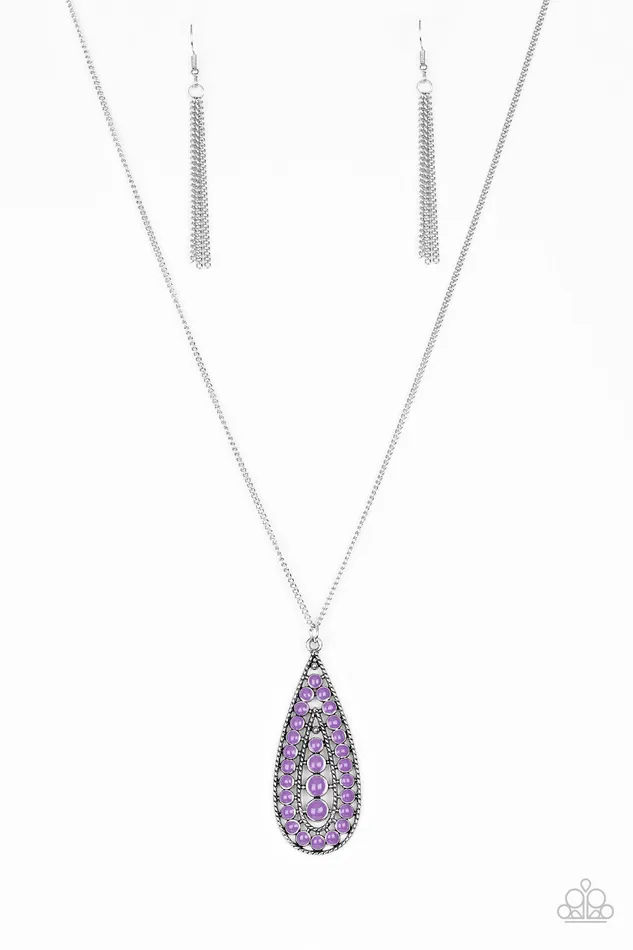 Tiki Tease Purple Silver Necklace Paparazzi Paparazzi Accessories Necklaces