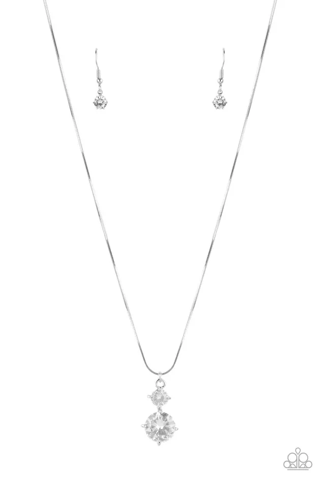 Top Dollar Diva White Rhinestone Silver Dainty Necklace Paparazzi Paparazzi Accessories Necklaces Top Dollar Diva White Rhinestone Silver Dainty Necklace Paparazzi Paparazzi Accessories Necklaces