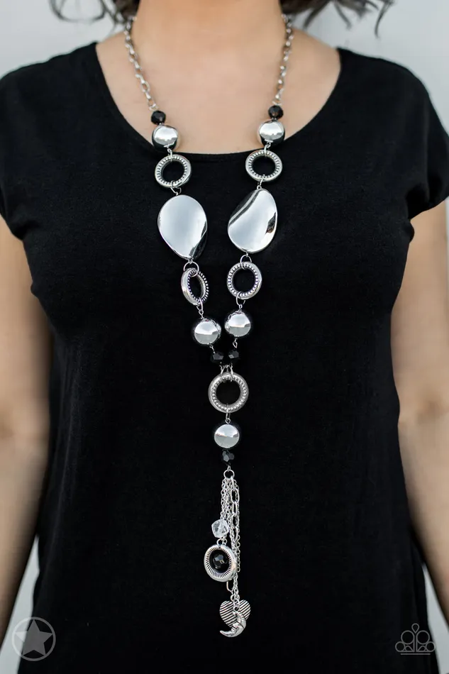 Total Eclipse of the Heart Paparazzi Silver and Black Bead Charm Y Necklace Paparazzi Accessories Necklaces Total Eclipse of the Heart Paparazzi Silver and Black Bead Charm Y Necklace Paparazzi Accessories Necklaces