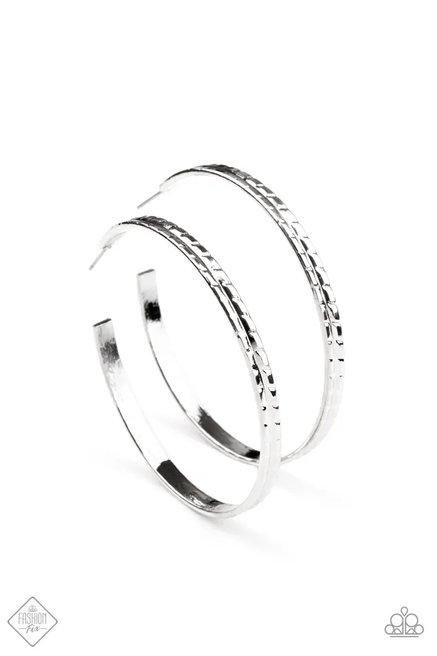 TREAD All About It Silver Rhinestone Hoop Earrings Paparazzi Fashion Fix Exclusive February 2021 Paparazzi Accessories Earrings TREAD All About It Silver Rhinestone Hoop Earrings Paparazzi Fashion Fix Exclusive February 2021 Paparazzi Accessories Earrings
